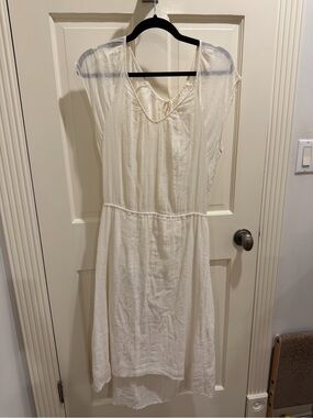 Women's Cream Midi Dress - Lightweight Tie-Back